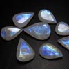 100 cts Mix Huge Size - 13x19 - 17x26 mm - Gorgeous Rainbow MOONSTONE - Faceted Tear Drops Cabochon sparkle Nice Flashy fire - 8 pcs